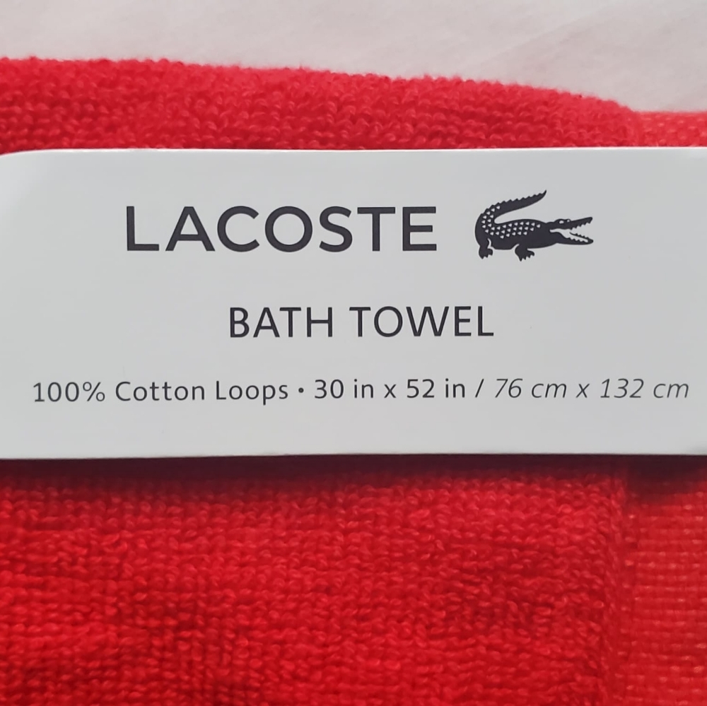 Lacoste Towel Bath Spa Pool Croc Travel ORANGE Cotton 30x52" Beach BATHROOM - Picture 3 of 7